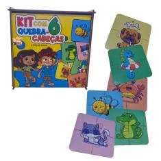 Brinquedo Pedagógico Madeira Estojo 6 Quebra Cabeça Infantil