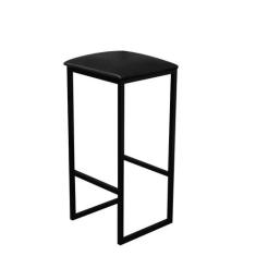 Banqueta Alta Cozinha Balcão Bistrô Industrial Preta Assento Estofado 