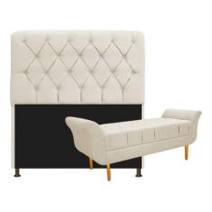 Kit Cabeceira Lady e Recamier Ari 90 cm Solteiro Corano Bege - Amarena