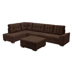 sofá de canto leblon veludo café