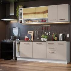 Armário De Cozinha Completa 220cm Branco/crema Agata Da Thêmis Madesa 