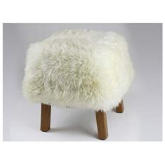 Banqueta Revestida em pele de Ovelha Tapecouro Branco Carneiro