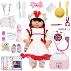 Boneca Reborn 100% Silicone Morena Linda Com Bolsa 24 Itens - Cegonha 