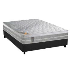 Cama Box Casal: Colchão Molas Castor Pocket Premium Gel + Base Crc Suede Gray(138X188)