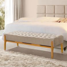 Recamier Base Em Madeira Puerto 1,50m Capitonê Veludo Bege - Bege