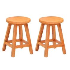 Kit 2 Banquetas Baixa Sem Encosto Madeira Maciça Natural