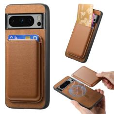 Dteck Capa para Google Pixel 9 Pro XL 6,8 polegadas (2024), capa fina de couro PU com suporte magnético removível para cartão de crédito, compatível com MagSafe, capa carteira protetora leve e