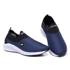 Tênis Masculino Azul Calce Fácil Unissex Conforto Durabilidade Esporte