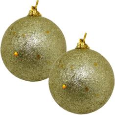 Kit 4 Bolas De Natal Glitter Dourada Enfeite Natalino 70mm - Genérico