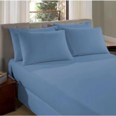 Lençol Casal com Elástico Micofibra 180 fios - JH, Azul