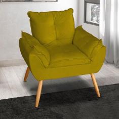 Poltrona Decorativa Opala Suede Amarelo - MV Estofados, Poltrona Decor
