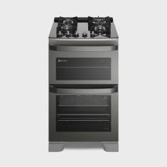 Fogão 4 bocas Electrolux Cinza Expert com Duplo Forno, Função Air fryer e Mesa de Vidro (FE4AD)