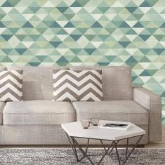 Papel Parede Pirâmide E Triângulos Verde Claro Autocolante