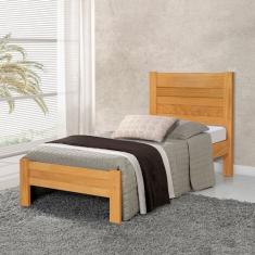 Cama com Colchão Solteiro Lara Madeira - Imbuia - ATRAENTE MOVEIS