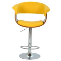 Banqueta Betim material sintético Amarelo Base Disco - 30398 - Sun Hou