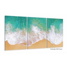 Quadro Decorativo Praia Mar Onda 120x60 3 peças sala