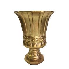 Vaso Resina Dourado Pequeno com Pé 2un 13x19cm Arte