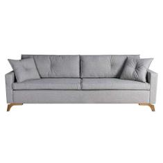 Sofá 3 Lugares Viena Linho Cinza 230 Cm