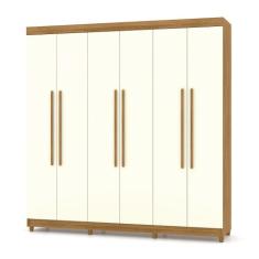 Guarda Roupa Casal 6 Portas 218 cm Elegância Nature/Champanhe - Pallaz