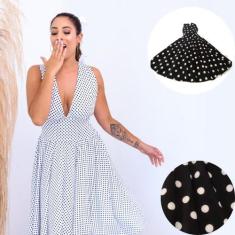 Fantasia Vestido Anos 60 E 80 Midi De Bolinha Poá Retro Vintage Adulto