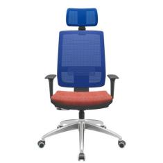 Cadeira Office Brizza Tela Azul Com Encosto Assento Concept Rose Relax