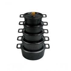 Jogo Caçarola Panela Craqueada Alça Alumínio 16 A 24 Preto - DIVIFORTE