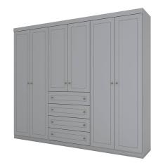 Guarda Roupa Casal Mississipi 6 Portas 4 Gavetas MDF-MDP Cinza Henn