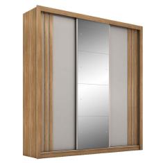 Guarda Roupa Casal Moema 3 Portas de Correr 2 Gavetas MDP Amêndola Preto Prime TX Amêndola Touch Nude Demóbile