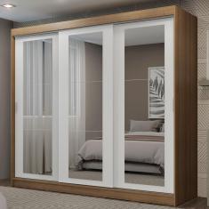 Guarda-roupa 3 Portas de Correr de Espelho 3 Gavetas Madesa