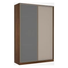 Guarda Roupa 2 Portas de Correr Alumínio Inox com Vidro Reflecta Prata 159 cm Prime Luciane Móveis