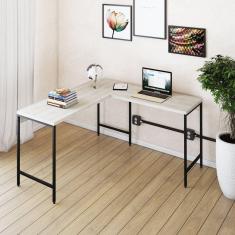 Mesa de Escritório em L Estilo Industrial 135x140cm Active Snow/Preto