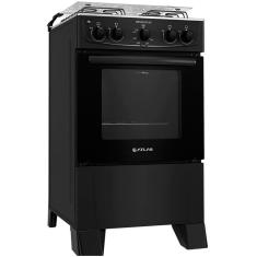 Fogão 4 Bocas Mônaco Plus Preto Com Mesa De Inox Atlas Preto Bivolt