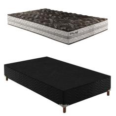 Box Solteiro Íris 42x88x188cm com Colchão Solteiro Unique D33 Plus Duoface 18x88x188cm Preto Elegancy