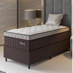 Conjunto Cama Box Solteiro Com Molas Ensacadas 88x188x69cm Marrom