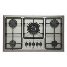 Cooktop A Gás Fischer 5 Bocas Tripla Chama Infinity Com Trempe De Ferro Fundido Mesa Inox 23678-5412 Bivolt