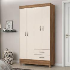 Guarda-Roupa Astro 4 Portas Amêndola/Off-White - Demóbile