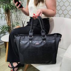 Bolsa Feminina para Notebook Preto Croco - Coutre Bolsas