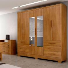 Guarda Roupa Agata 6 Portas 6 Gavetas Com Espelho Com 6 Pés Cumaru