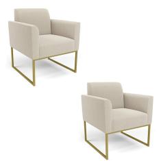 Poltrona Sala Estar Industrial Dourado Kit 2 Marisa Bouclê D03 - D`Rossi