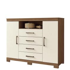 Cômoda Havana Master 2 Portas e 4 Gavetas com Pés - Santos Andirá Jatobá/Areia