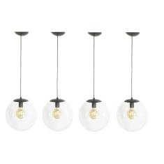 Kit 4 Pendente Redondo Esfera 30cm Preto e Vidro Cristal Madelustre