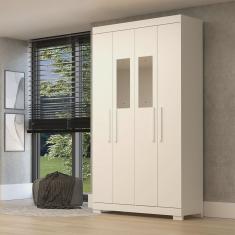 Guarda-roupa Solteiro 109,80cm 4 Ptas com Espelho 100% Mdf Papoulas Espresso Móveis