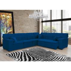 Sofá Magno 3.32x2.57m De Canto, Retrátil E Reclinável - Azul