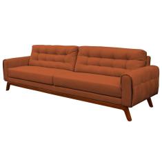 Sofá 3 Lugares Sala de Estar Eros 180cm Veludo Telha