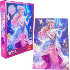 Quebra Cabeça Princesa Gliter Com 100 Peças Castela