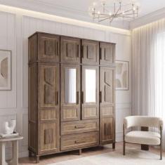 Guarda-Roupa Casal Campo Grande 8 Portas 2 Gavetas com Espelho Imbuia 