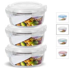 Kit Conjunto 3 Potes Vidro Hermético Tampa Plástico Marmita Mantimento