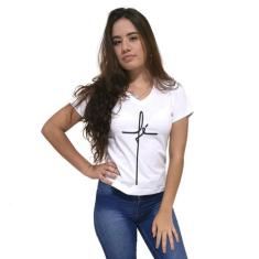 Camiseta Feminina Gola V Cellos Fé Premium W