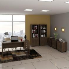 Conjunto Home Office 1 Escrivaninha 2 Armários 3 Gaveteiros Tecno Mobili Rústico