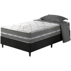 Cama Box Solteiro King Preto + Colchão Molas Ensacadas Miami 96x203x59